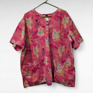 Disney Tinkerbell Pink Scrub Top 3x